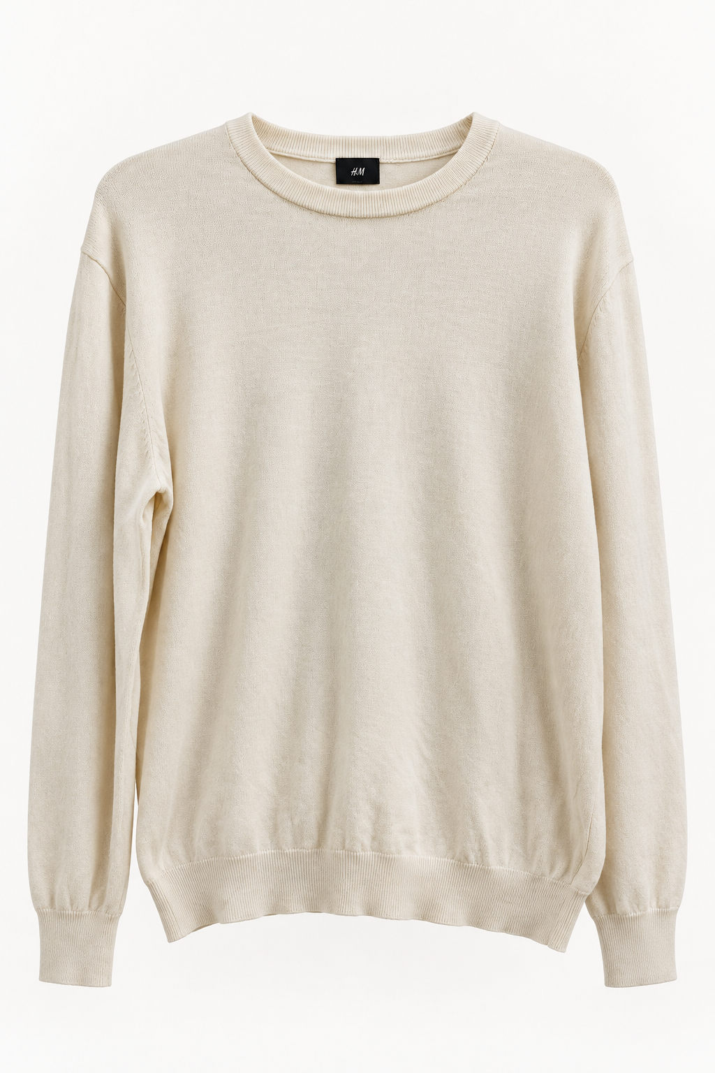 H&M Cream Crew Neck Knit Sweater | Large