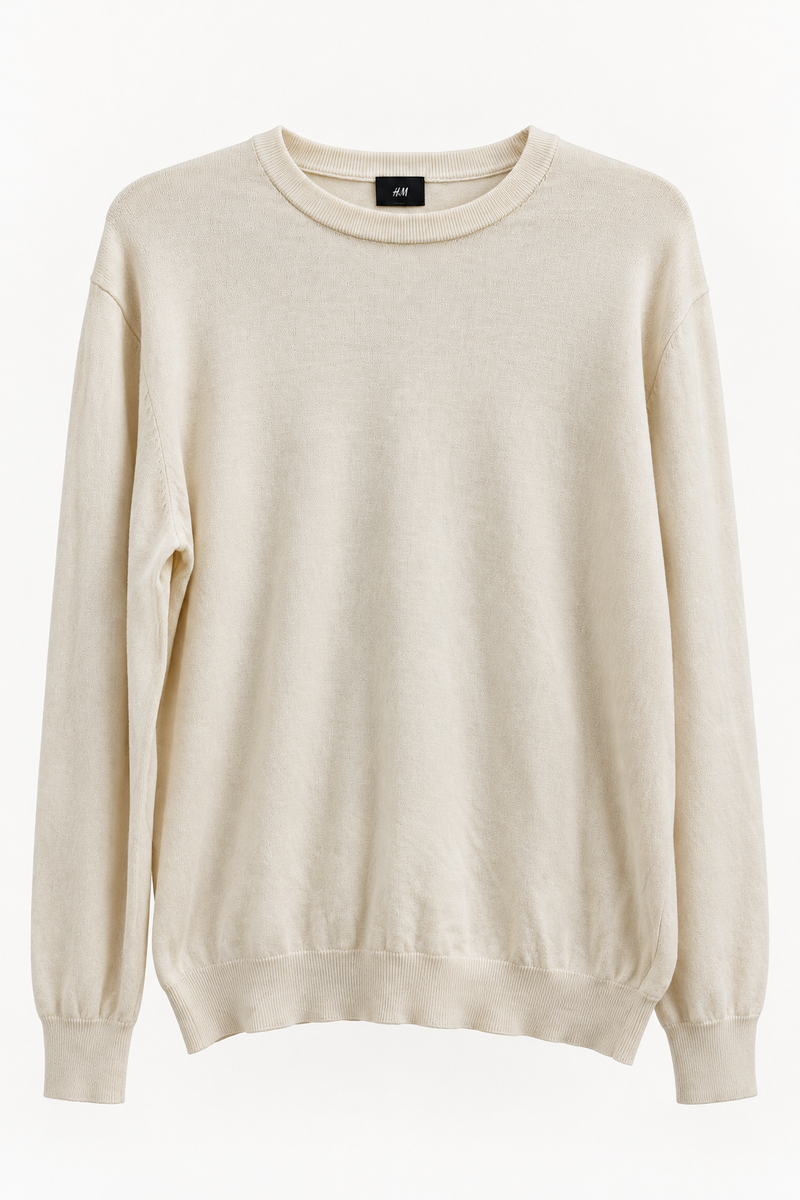 H&M Cream Crew Neck Knit Sweater | Large