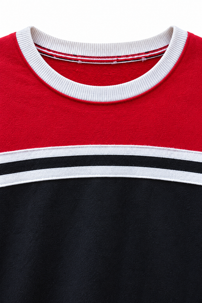 Chic Chic Red and Black Color Block Sweatshirt | S
