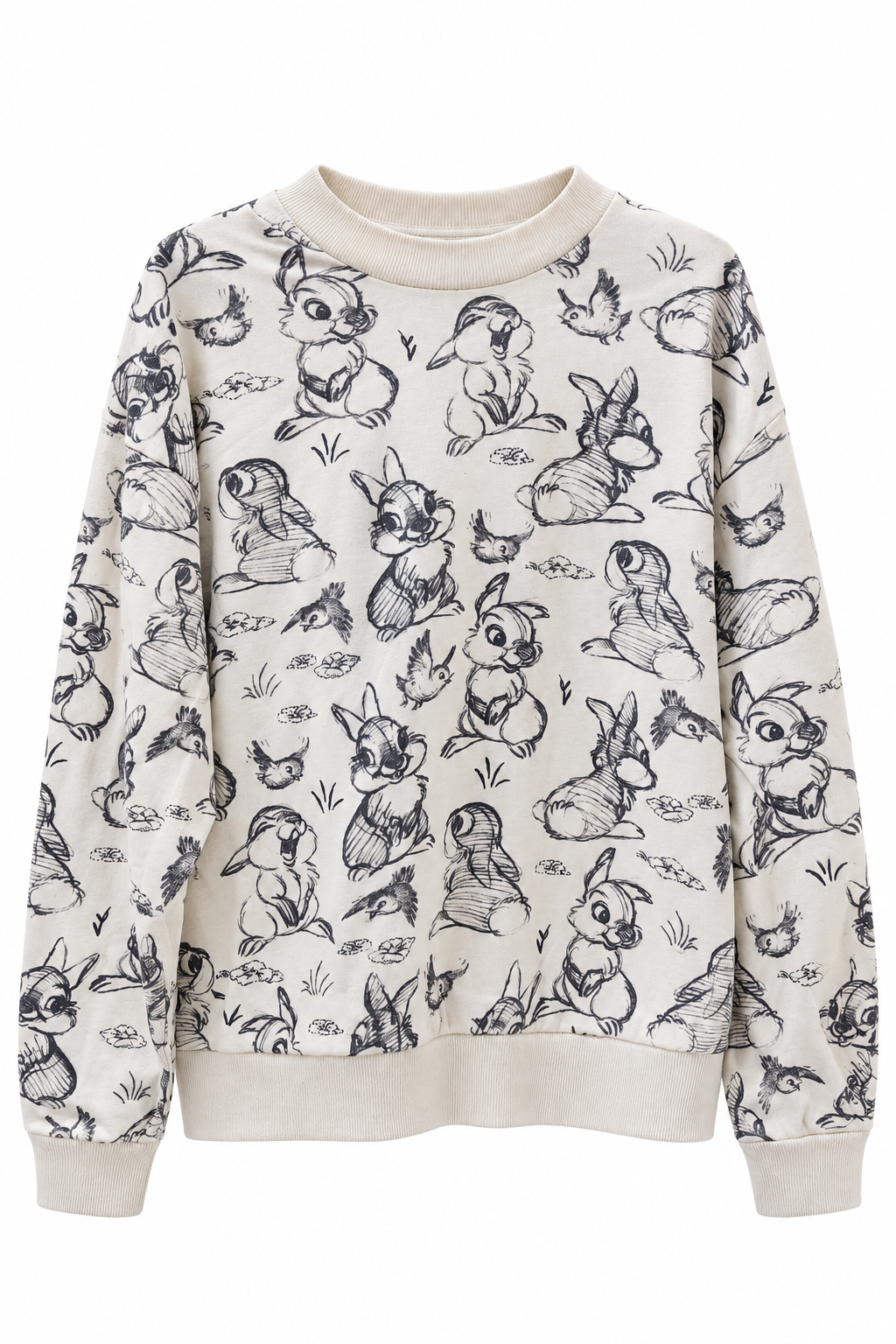 Disney Ivory Animal Sketch Print Sweatshirt | S
