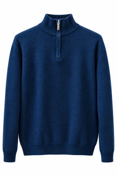 Next Navy Quarter Zip Knit Sweater | M
