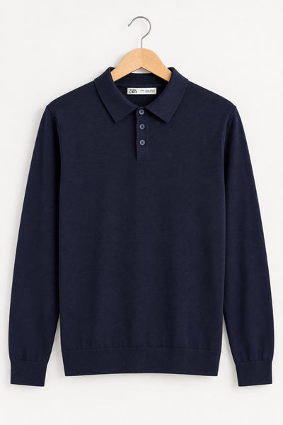 Zara Navy Polo Sweater, Medium